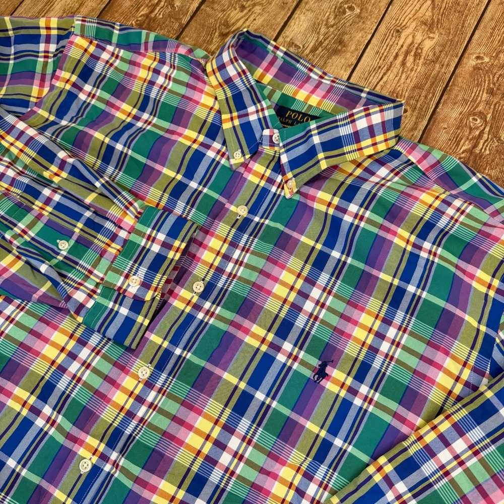 Polo Ralph Lauren Performance Shirt Mens 3XB Multicolor Plaid Classic Fit NWT